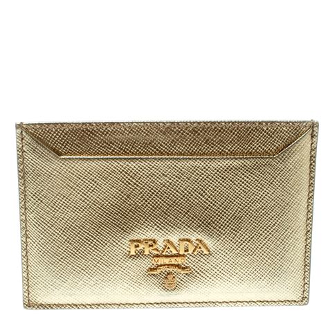 prada card holder gold hardware|Prada card holder price.